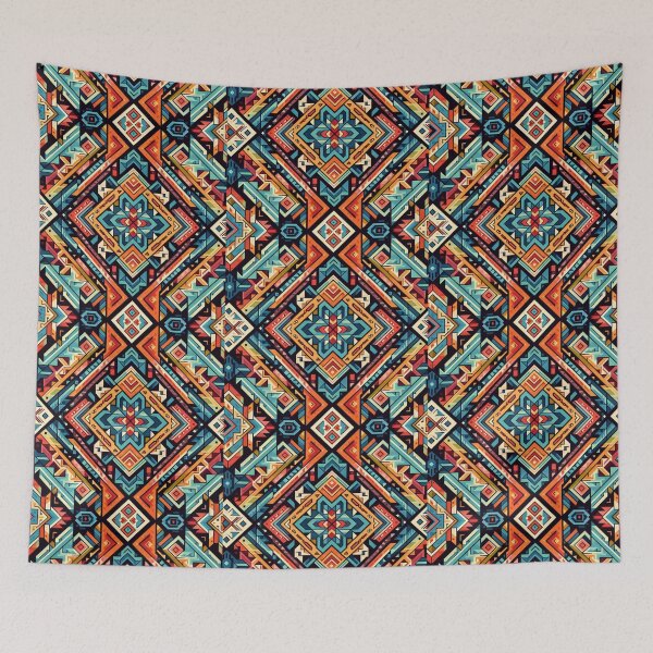 Item preview, colorful geometric navajo pattern designed and sold by Dogandesighn.