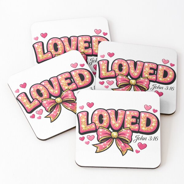 Item preview, Loved – John 3:16 Pink Glitter Bow Christian Coquette Design designed and sold by Luvahawb.