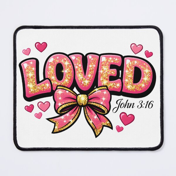 Item preview, Loved – John 3:16 Pink Glitter Bow Christian Coquette Design designed and sold by Luvahawb.
