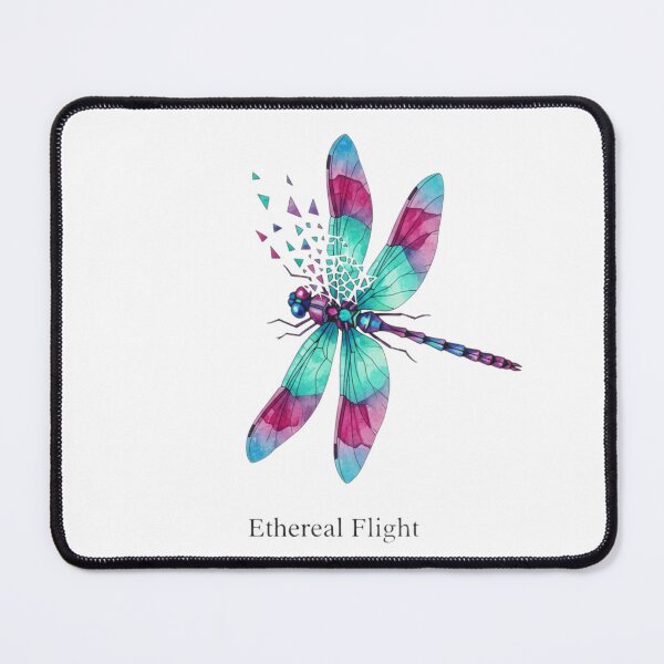 Item preview, "Dynamic Abstract Dragonfly: Diagonally Poised Iridescent Wings with 'Ethereal Flight' Quote" designed and sold by Blue Bird  Designs.