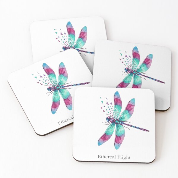 Item preview, "Dynamic Abstract Dragonfly: Diagonally Poised Iridescent Wings with 'Ethereal Flight' Quote" designed and sold by Blue Bird  Designs.