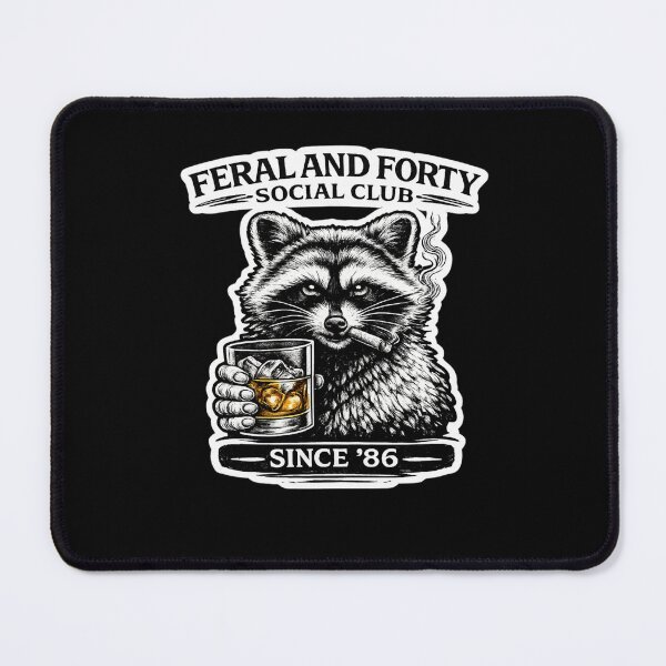 Item preview, Feral and Forty Social Club – Funny 40th Birthday Raccoon  Design Since ’86 designed and sold by VibeOffline Studio.