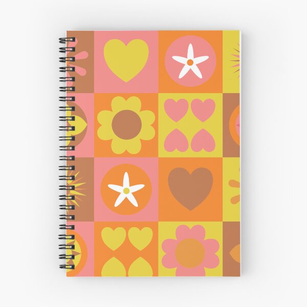 Item preview, retro-inspired stylized flowers and hearts on checkered background designed and sold by Sheridanlongdog.