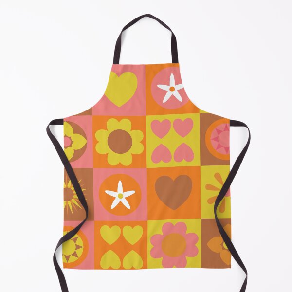 Item preview, retro-inspired stylized flowers and hearts on checkered background designed and sold by Sheridanlongdog.