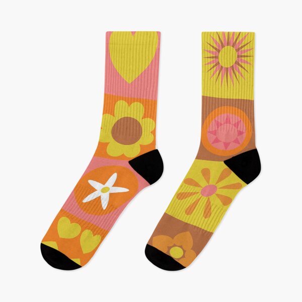 Item preview, retro-inspired stylized flowers and hearts on checkered background designed and sold by Sheridanlongdog.