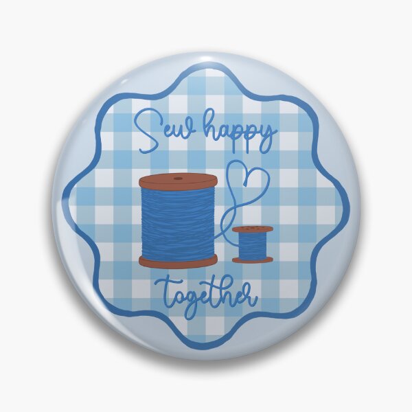 Item preview, Sew Happy Together thread and bobbin gingham blue cream designed and sold by KatelynDesigns-.