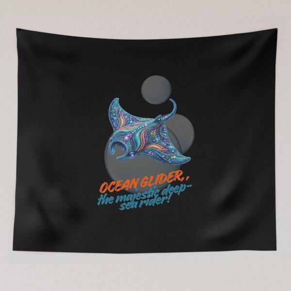 Item preview, Majestic Manta Ray Beaded Faux Embroidery Ocean Art designed and sold by SlavicKemp.