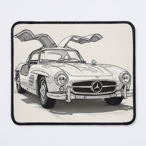 Item preview, Mercedes-Benz 300 SL Gullwing Classic Sketch Poster Vintage Car Art designed and sold by Motorline44.