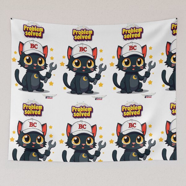 Item preview, Mechanic Cat With Wrench – Problem Solved Artwork designed and sold by Black Cat Merch Company.