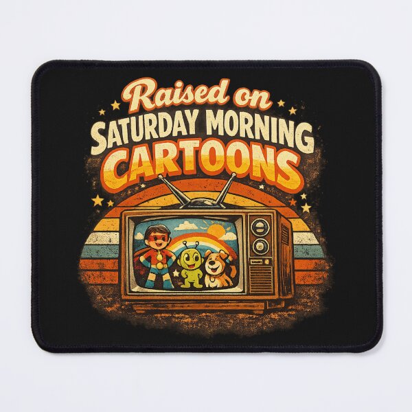 Item preview, Raised on Saturday Morning Cartoons Retro Vintage designed and sold by Laughprints.