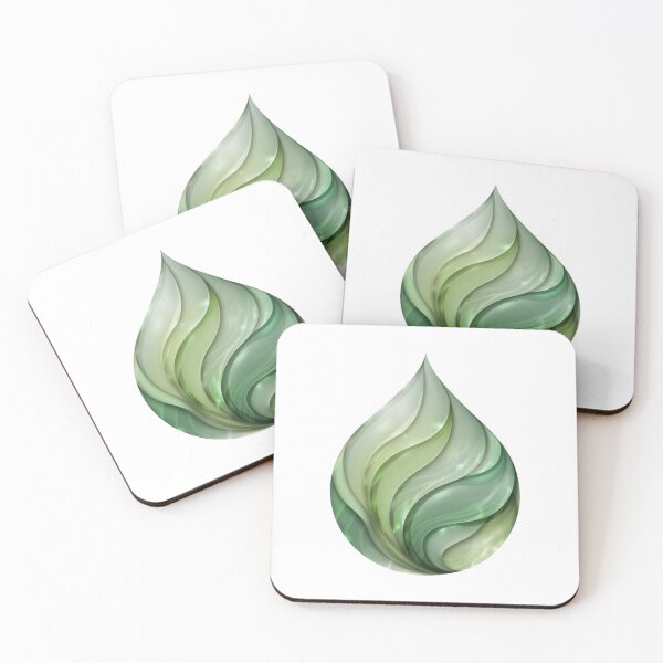 Item preview, Green water drop icon with flowing leaves designed and sold by Creative88Art.
