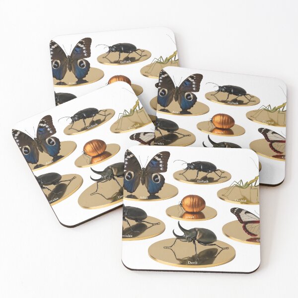Item preview, Collection of exotic insects on gold pedestals designed and sold by Creative88Art.
