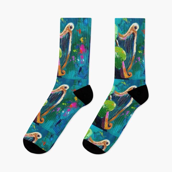 Item preview, St Patrick's Day Green Clover and Golden Harp in Vibrant Lively Composition designed and sold by OlfactoART Studio.