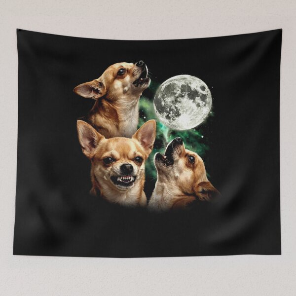 Item preview, Vintage 90s Chihuahua Howling At The Moon designed and sold by krystalRomanart.