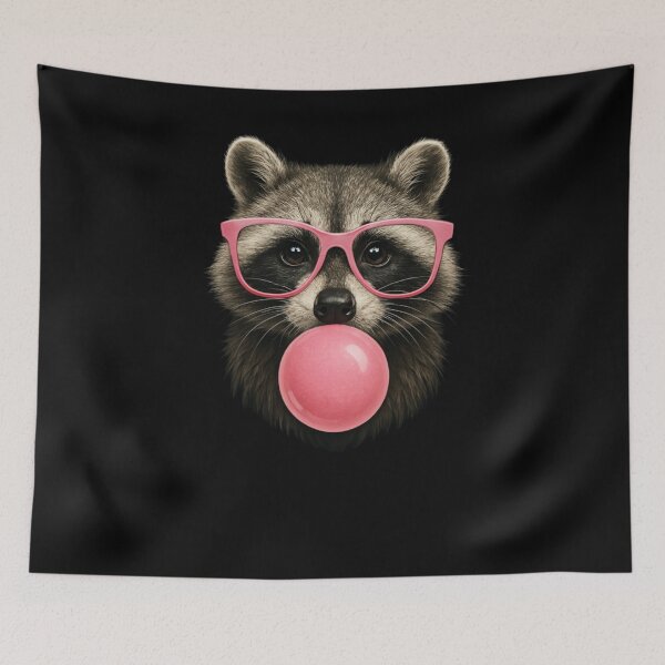 Item preview, Raccoon Face Eating Gum And Makes A Bubble designed and sold by krystalRomanart.