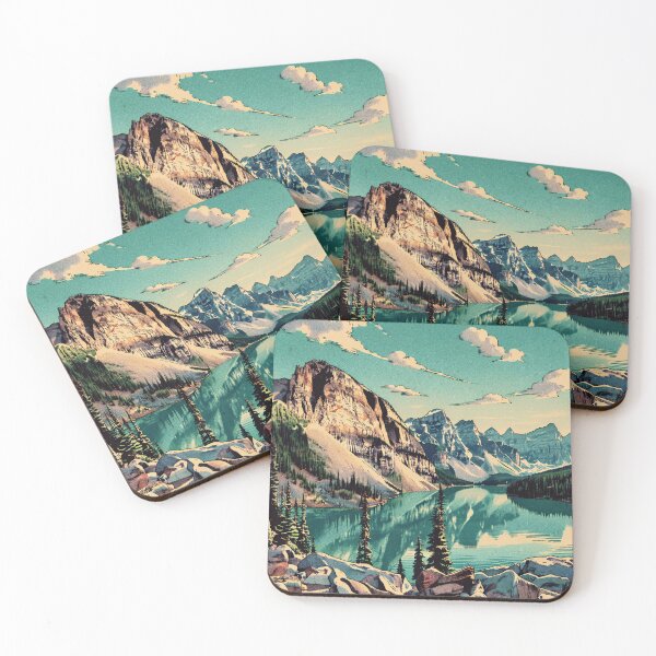 Item preview, Moraine Lake Retro Vintage Travel Poster Illustration designed and sold by Stripe Wall Studio.