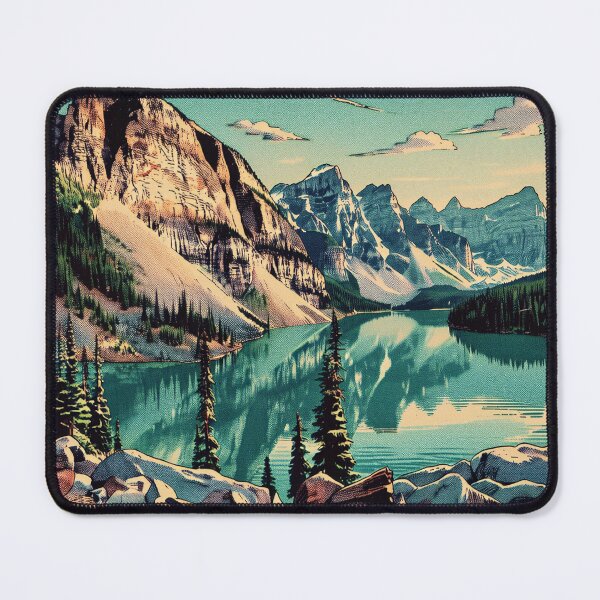 Item preview, Moraine Lake Retro Vintage Travel Poster Illustration designed and sold by Stripe Wall Studio.