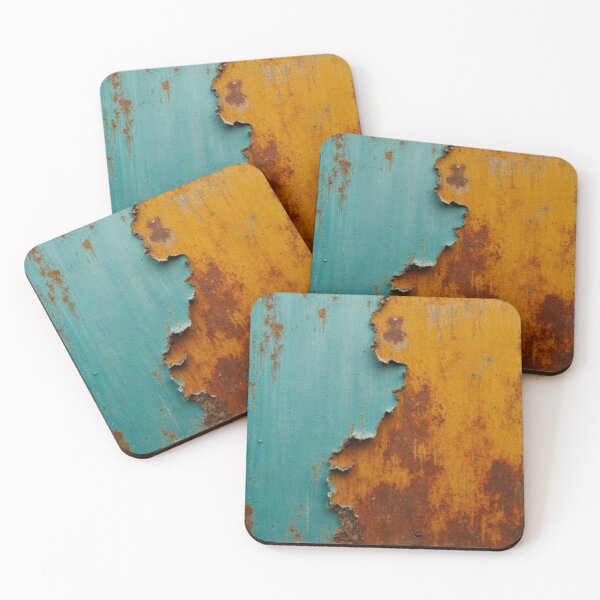 Item preview, Vivid Teal and Orange Peeling Paint Rust designed and sold by The Rust Lab.