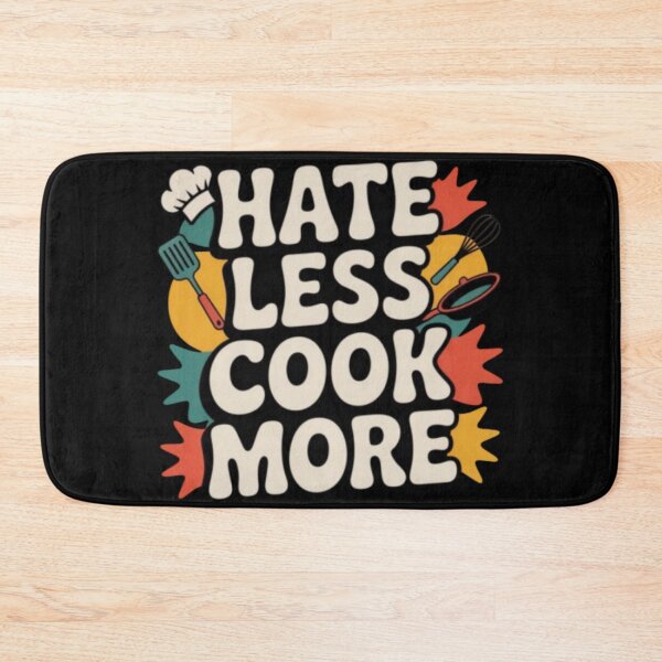 Item preview, Hate Less Cook More Positive Chef Kitchen Humor Quote designed and sold by MagicSD Designs.