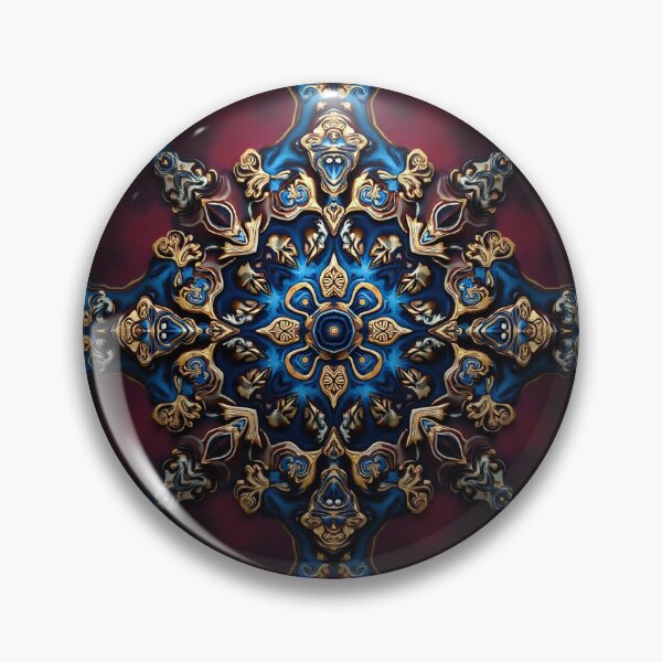 Aperçu de l'œuvre Motif mandala en losanges turquoise, or et rouge créée et vendue par Lisa Bittinger.