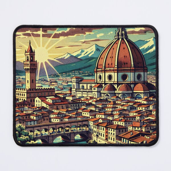 Item preview, Florence Italy Retro Vintage Travel Poster Illustration designed and sold by Stripe Wall Studio.