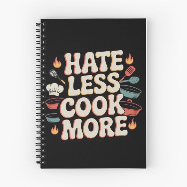 Item preview, Hate Less Cook More Positive Chef Kitchen Humor Quote designed and sold by MagicSD Designs.