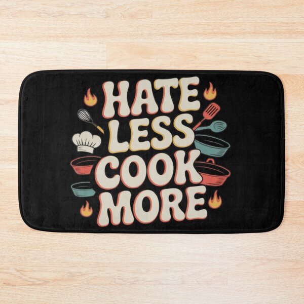 Item preview, Hate Less Cook More Positive Chef Kitchen Humor Quote designed and sold by MagicSD Designs.