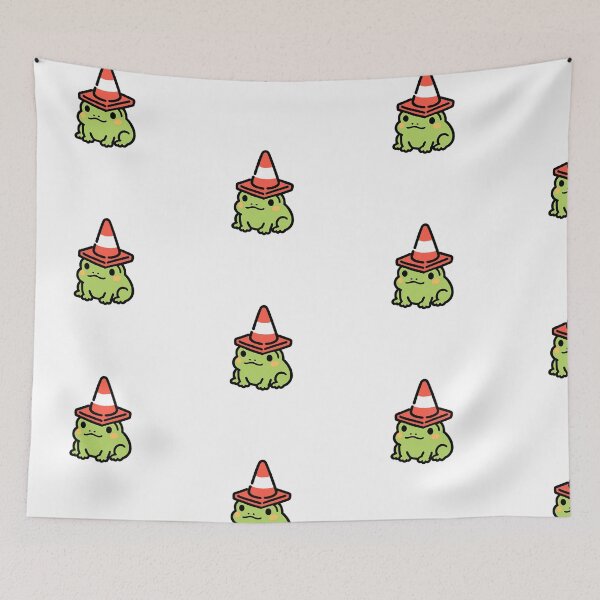 Item preview, Cute Frog with Traffic Cone – Cool Humor Kawaii Illustration designed and sold by HeyHas.