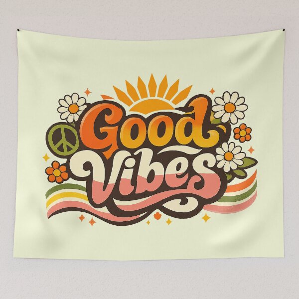 Item preview, Good Vibes Retro 70s Groovy Psychedelic Typography designed and sold by Far Out Goods.