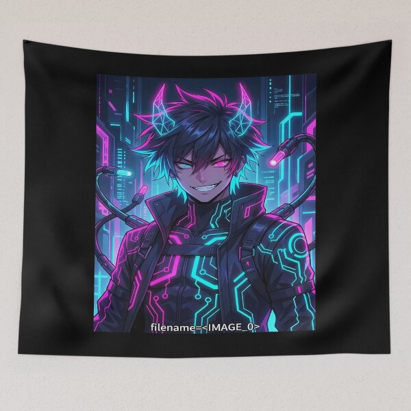 Item preview, Cyberpunk Anime Character with Neon Accents designed and sold by ChiqueAvenue.