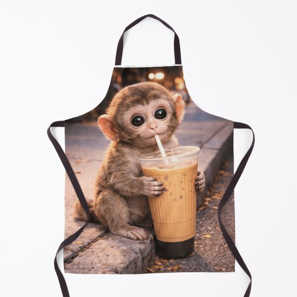 Item preview, Punch Baby Macaque Drinking Iced Coffee Funny Animal Meme  designed and sold by first-shirt ⭐ ⭐ ⭐ ⭐ ⭐.