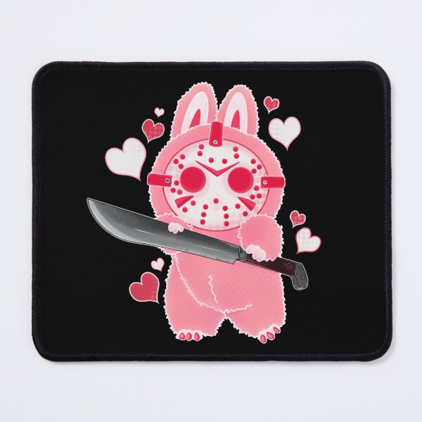 Item preview, Jason at Camp Lafufu Parody with Machete cotton candy pastel pink color way - original digital art designed and sold by NonDecafArt.