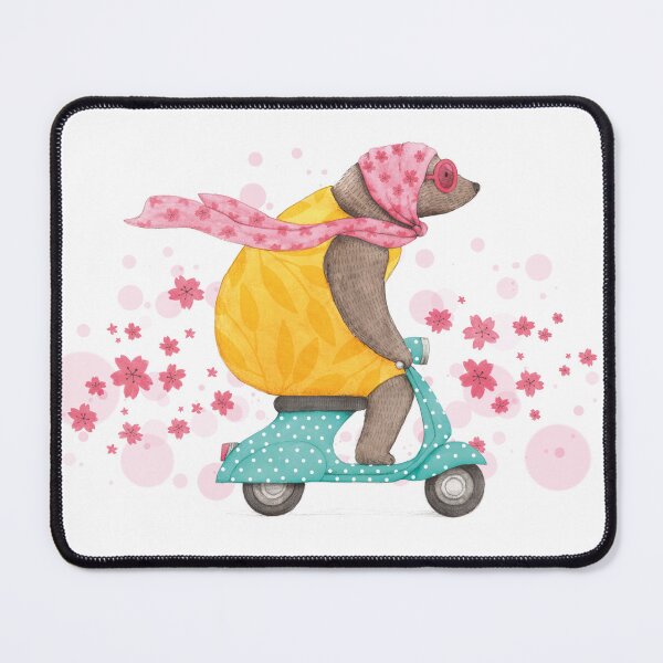 Item preview, Bear in spring on a moped designed and sold by genoveva ilustracion.