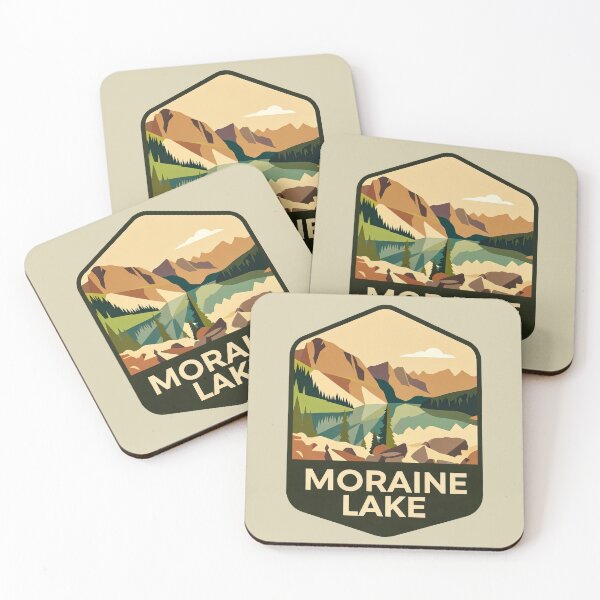 Item preview, Moraine Lake Canada Badge Sticker Illustration designed and sold by Stripe Wall Studio.