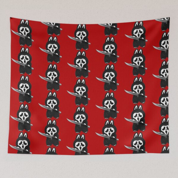 Item preview, Ghostly Face Screaming lafufu Parody with knife goth color way original digital art designed and sold by NonDecafArt.