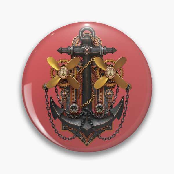 Item preview, Iron Tide Engine — Steampunk Anchor & Twin Propeller Crest designed and sold by The Visual Syllabus.