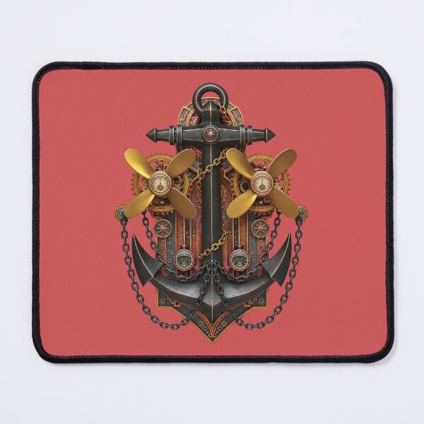 Item preview, Iron Tide Engine — Steampunk Anchor & Twin Propeller Crest designed and sold by The Visual Syllabus.