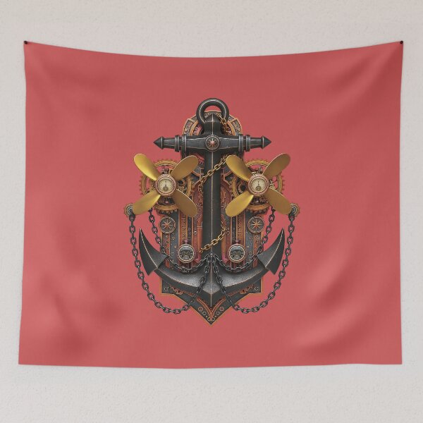 Item preview, Iron Tide Engine — Steampunk Anchor & Twin Propeller Crest designed and sold by The Visual Syllabus.