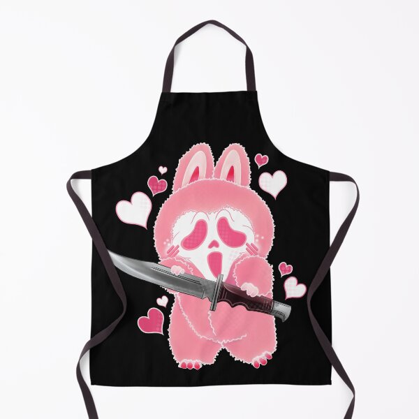 Item preview, Ghostly Face Screaming Lafufu Parody with knife cotton candy pastel pink color way original digital art designed and sold by NonDecafArt.