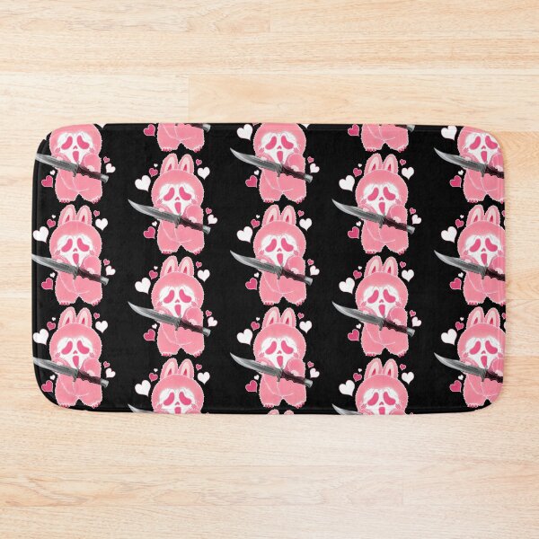 Item preview, Ghostly Face Screaming Lafufu Parody with knife cotton candy pastel pink color way original digital art designed and sold by NonDecafArt.