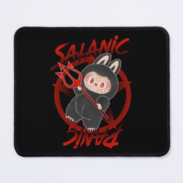 Item preview, Parody Satanic Panic charcoal black and blood red little devil digital art designed and sold by NonDecafArt.