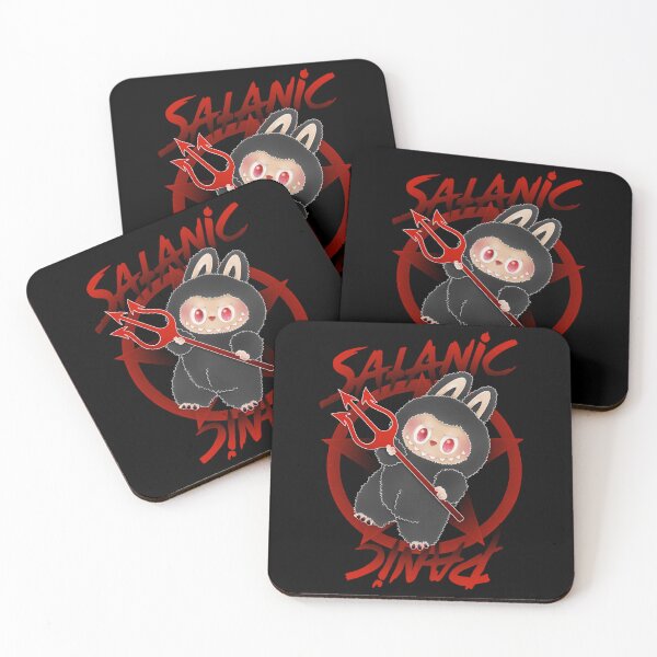 Item preview, Parody Satanic Panic charcoal black and blood red little devil digital art designed and sold by NonDecafArt.
