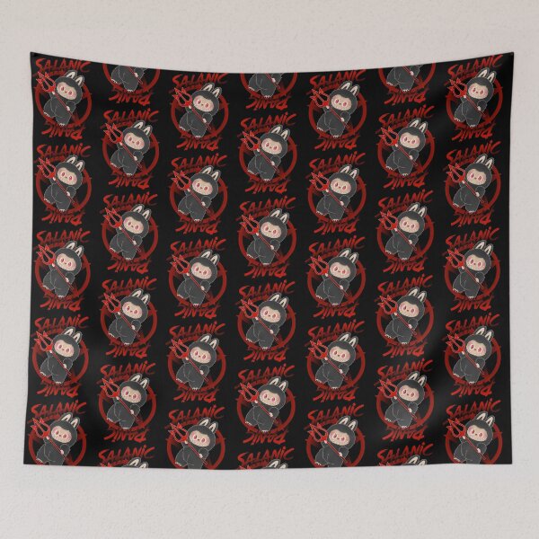Item preview, Parody Satanic Panic charcoal black and blood red little devil digital art designed and sold by NonDecafArt.