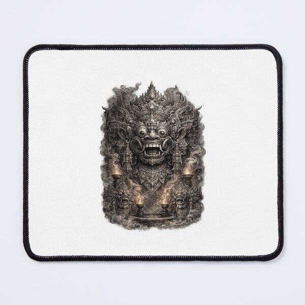 Item preview, Mystic Black & White Barong Bali – Dark Sacred Mask Illustration designed and sold by AqilaGallery.