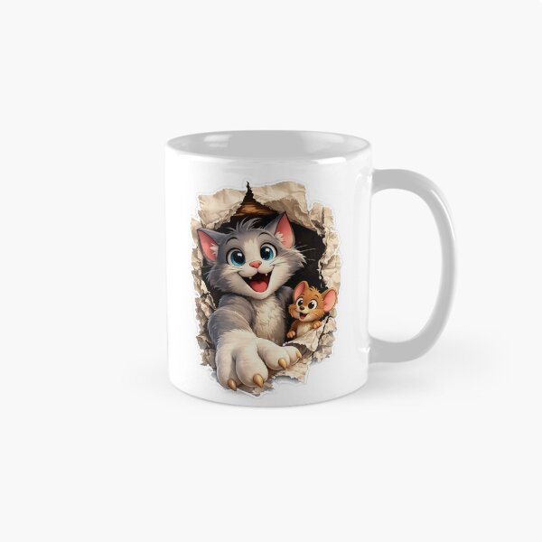 Item preview, Cute Cartoon Cat and Mouse 3D Tear Design designed and sold by TheAllInStore.
