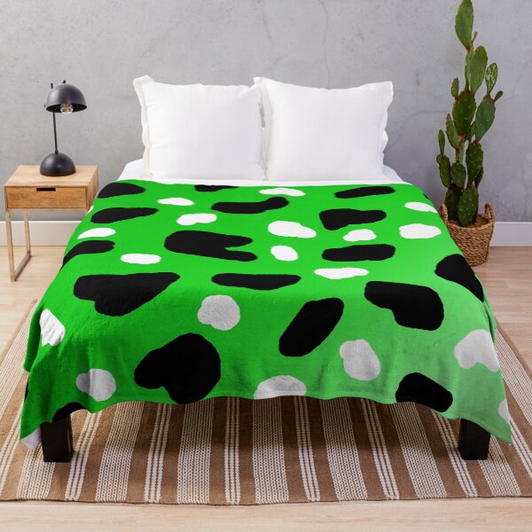 Item preview, Green Spotty Black And White Cow Print Pattern, designed and sold by A-Work-Of-Art.