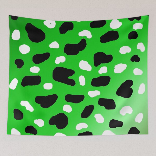 Item preview, Green Spotty Black And White Cow Print Pattern, designed and sold by A-Work-Of-Art.