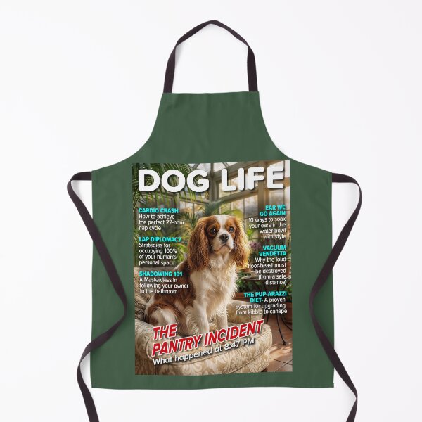 Item preview, DOG LIFE Magazine Cover – King Charles Spaniel “The Pantry Incident” – Funny Cavalier Dog Art designed and sold by FrancophileFun.