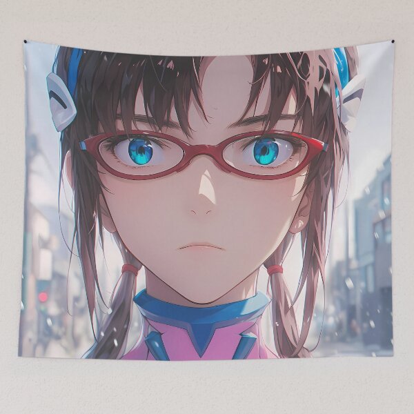 Item preview, Mari Makinami Neon Genesis Evangelion Glasses Blue Eyes City Rainy designed and sold by mildaclairmo.