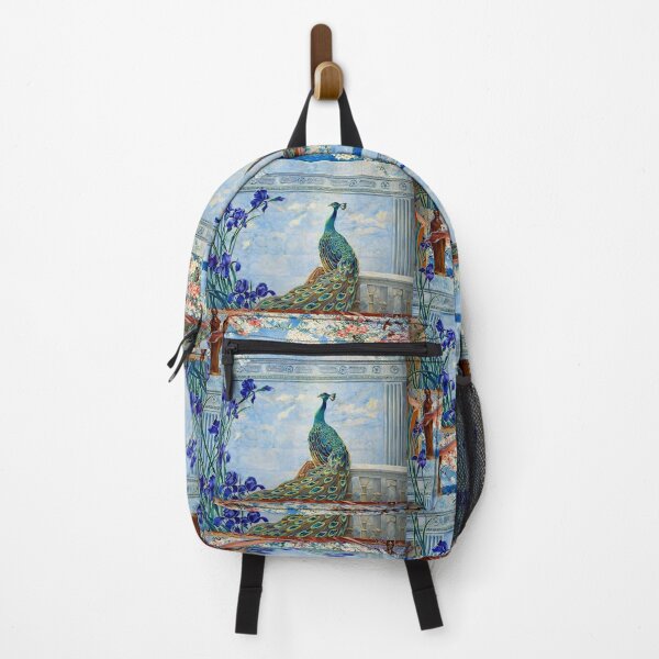 Item preview, Elegant Peacock Garden Mural with Floral Arch and Ocean View designed and sold by EmiliaBassano.